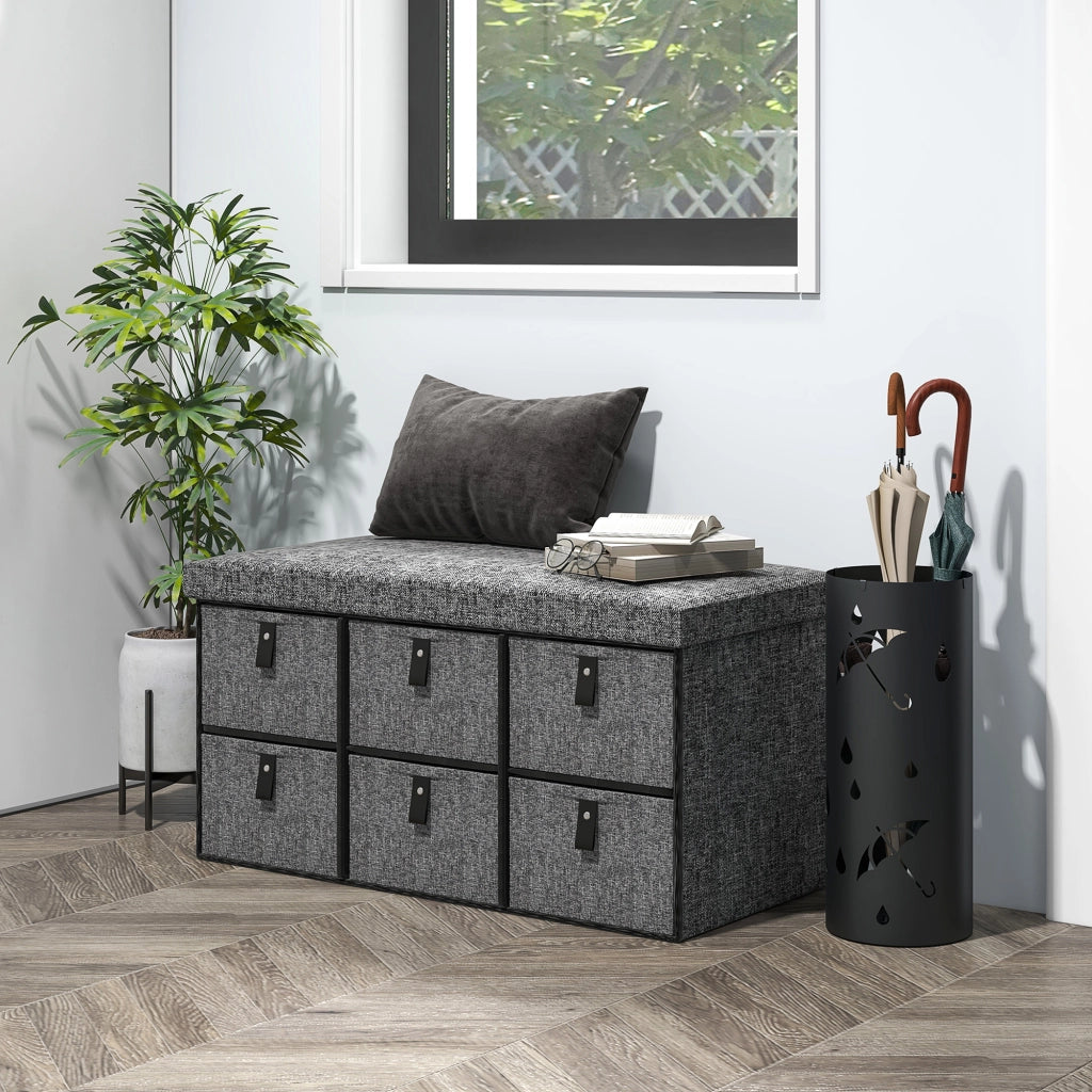 Panca Scarpiere Imbottita ¨C zephmum ¨C Grigio 6 Scomparti