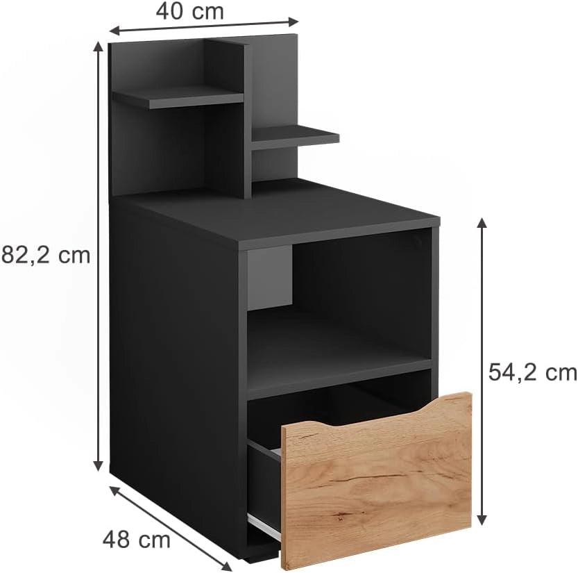 Comodino Ruben, Bianco, 40 x 82.2 cm con cassetto