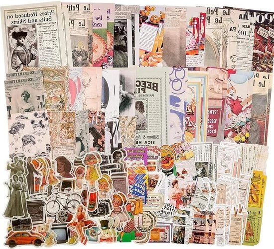 Accessori per scrapbook - Stickers retro vintage per scrapbooking - Stickers vintage per hobby 200 pezzi.