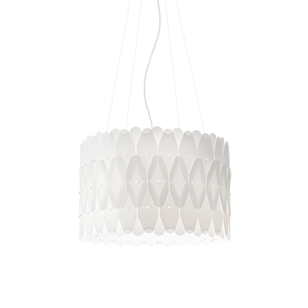 Lampadario Moderno Amanda Polilux ® Bianco E Metallo Cromo 5 Luci E27