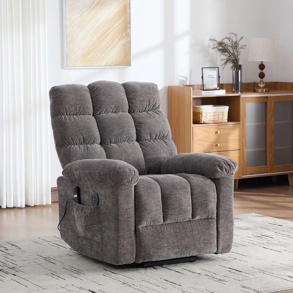 Poltrona Relax Elettrica Alzapersona Massaggiante con Poggiapiedi ¨C MINIMAL ¨C Grigio