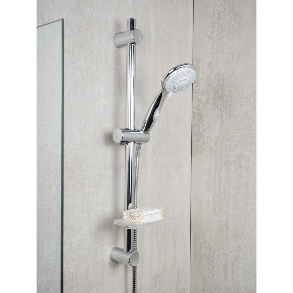 Saliscendi Doccia 4 getti con ECO-STOP Doppia aggraffatura in Acciaio inox e ABS Mod. Orbit
