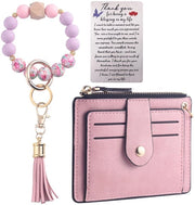 Portachiave con perle di silicone - Bracciale - Spilloni in pelle - 9 fessure perle di silicone - Per donne - Colore lila