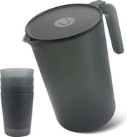 Waterkoker in plastica, grande capacità 2,5L elettrico con coperchio, con 4 tazze, resistente al calore e saponetta riciclabile, set di riscaldamento di acqua per la casa (nero)