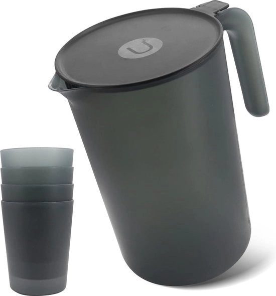 Waterkoker in plastica, grande capacità 2,5L elettrico con coperchio, con 4 tazze, resistente al calore e saponetta riciclabile, set di riscaldamento di acqua per la casa (nero)