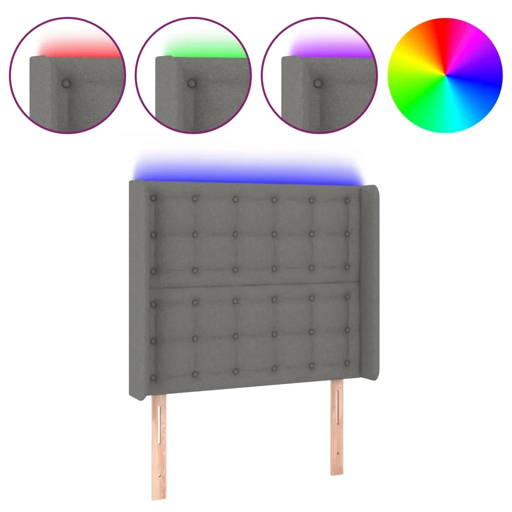 Testiera a LED Grigio Scuro 83x16x118/128 cm in Tessuto 3124457