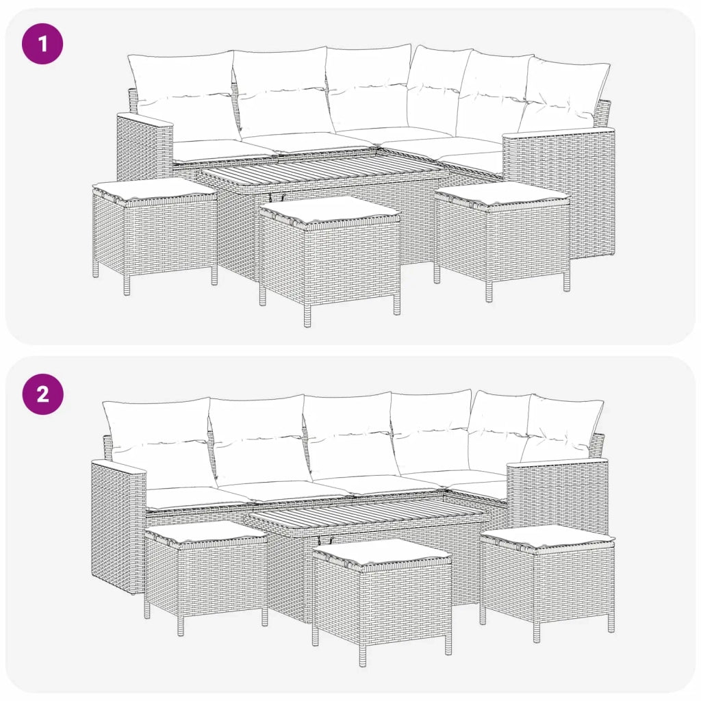 Set Divano da Giardino 9 pcs Grigio polyrattan 3362923
