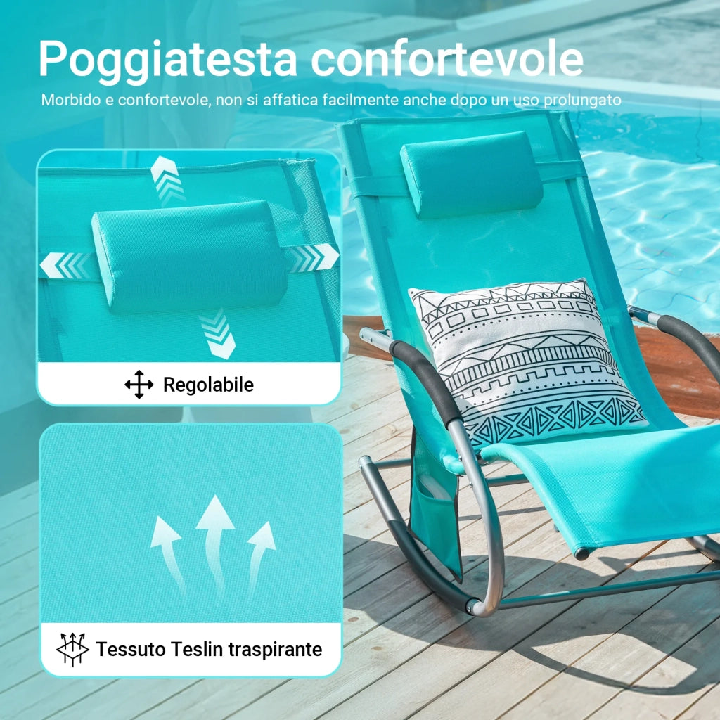 SoBuy 2 x Sdraio a dondolo con poggiatesta 63x150x87cm OGS28-HBX2