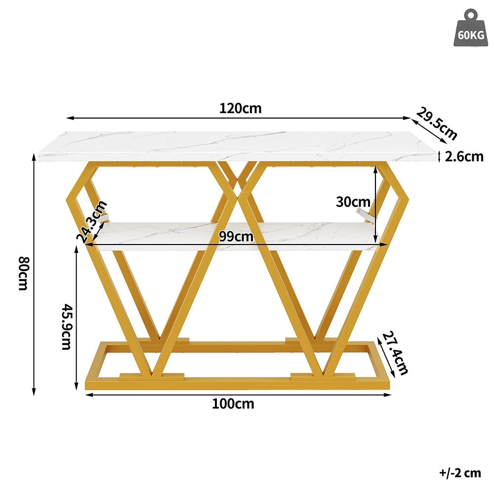 Console da pranzo in legno - Xylo - 120x29.5x80cm - Design effetto marmo