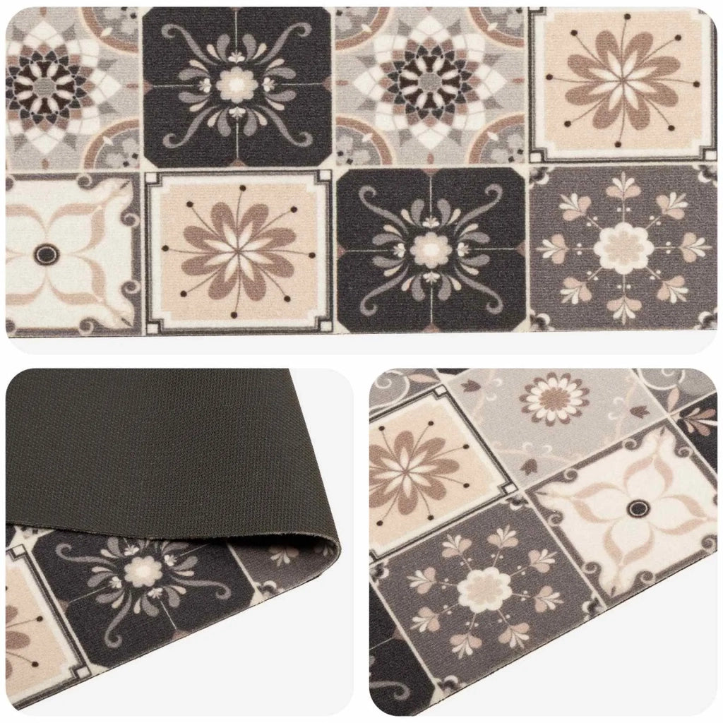 Tappeto da Cucina Mosaico grigio e beige 150 x 45 cm 42045710
