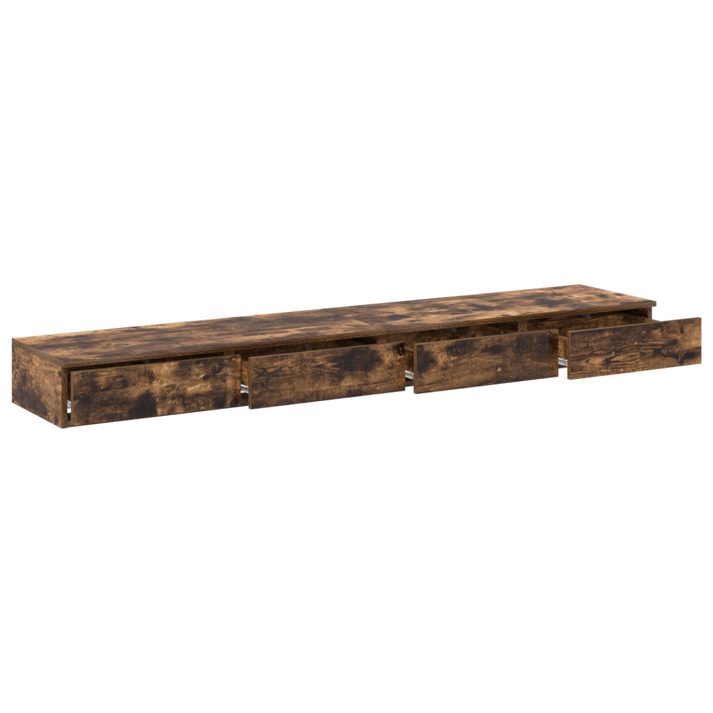 Cassetti per letto in rovere affumicato - 180x36,5x16,5 cm - Realizzati in legno ingegnerizzato