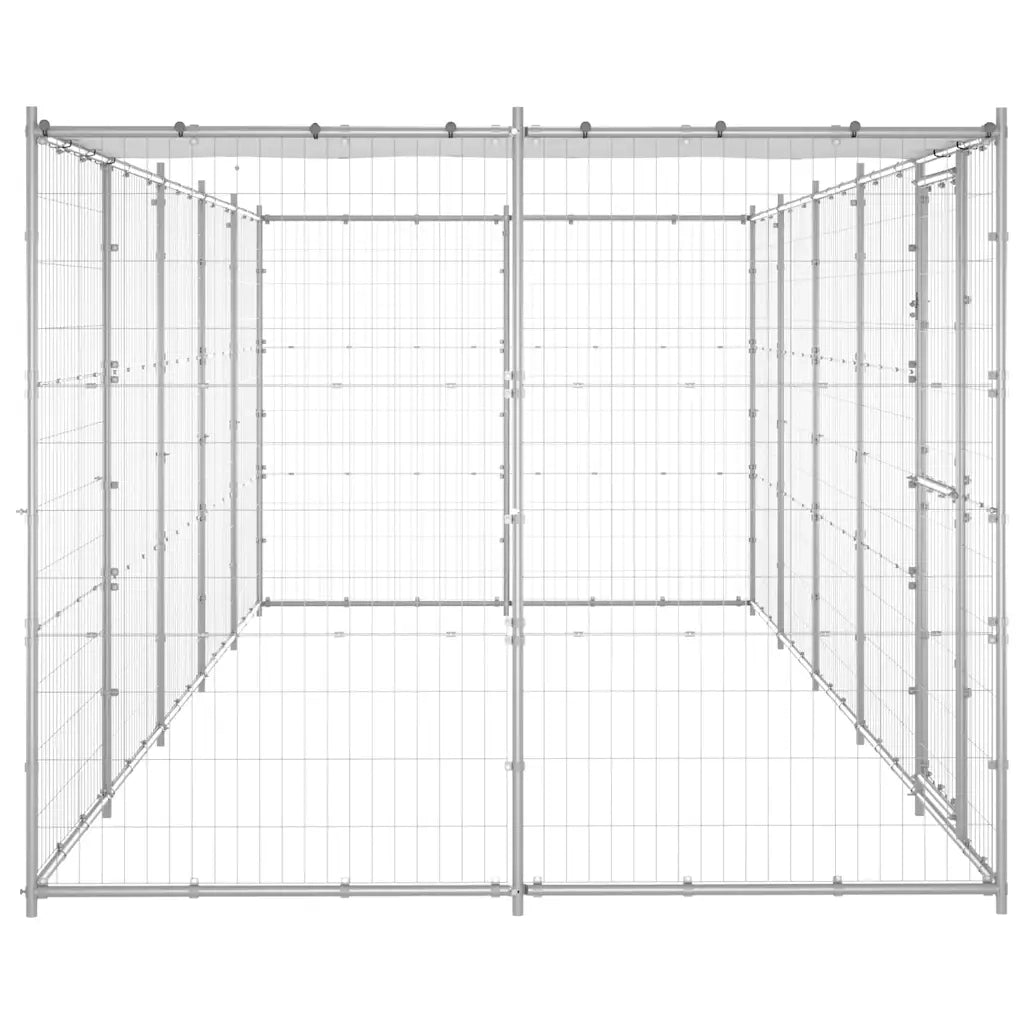 Gabbia per Cani da Esterno in Acciaio Zincato con Tetto 12,1 mÂ² cod mxl 55161