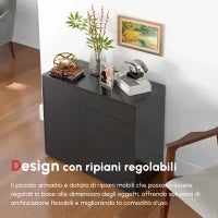 Mobiletto Multiuso per Casa e Ufficio con 2 Cassetti e 2 Armadietti, Apertura a Pressione, 79x36x74cm