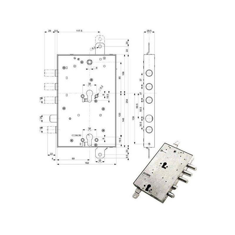 Serratura Sic.Triplice Dx 89859 Mottura