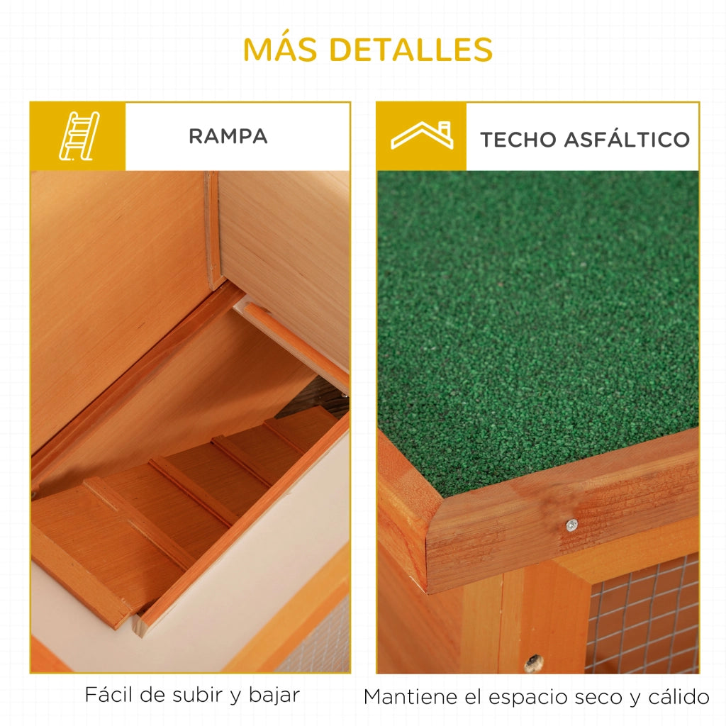Casetta per Conigli ¨C Zephmum ¨C Legno Naturale 90x45x80 cm