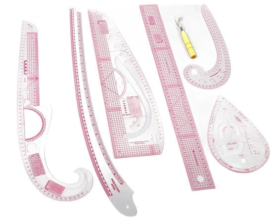 Set di linee per cucire con curva francese - alta precisione - 7 pezzi - duraturo - marcature chiare - materiali per cucire