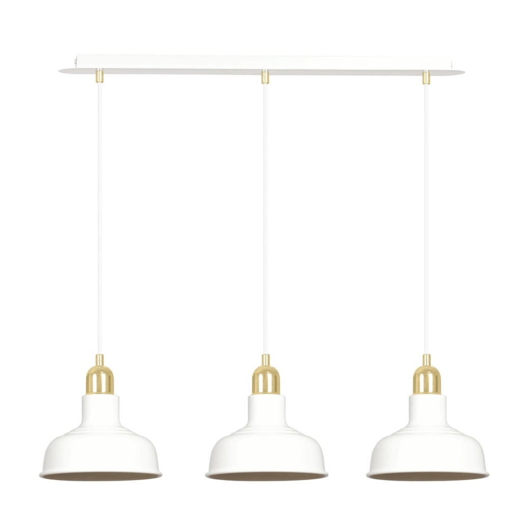 Lampada a sospensione IBOR in acciaio bianco e oro