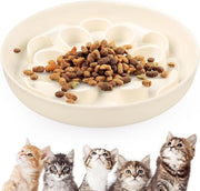 Anti-schrokbak con fondo antiscivolo e barriere fiorite per gatti e cani - Bianco
