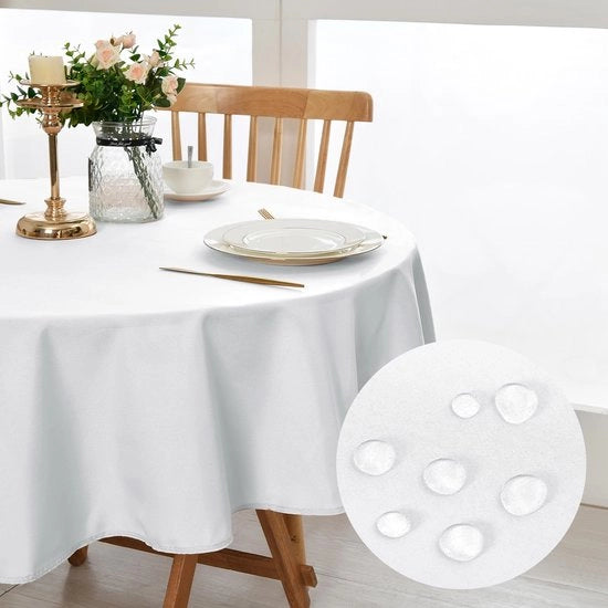 Tavolo Rond 120cm, Tavolo Coperto Vetrificato, Tavolo Coperto per Sala da Pranzo, Giardino, Festa, Matrimonio o Casa