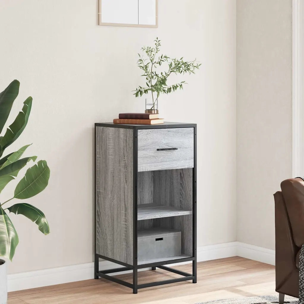 Credenza Grigio Sonoma 35,5x35x76 cm in Truciolato e Metallo 848957