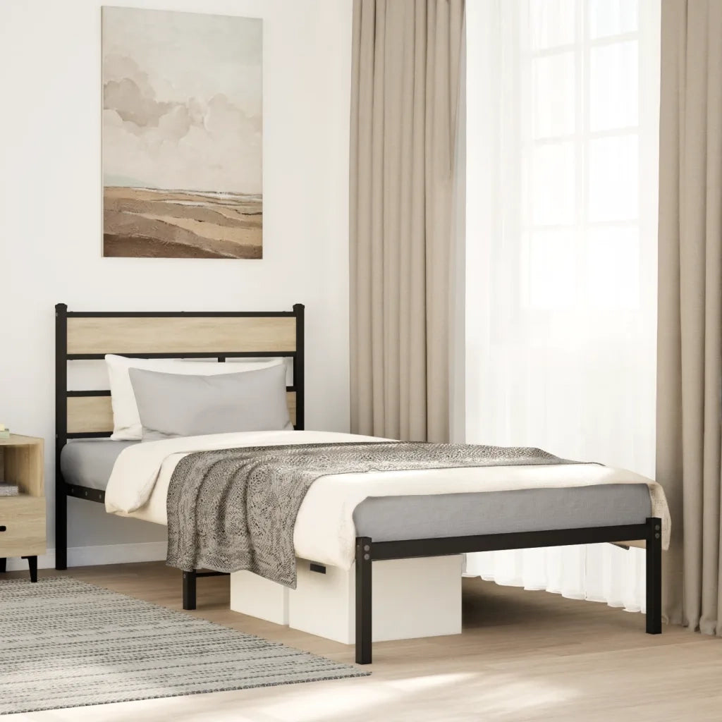 vidaXL Giroletto senza Materaso in Metallo Rovere Sonoma 100x200 cm