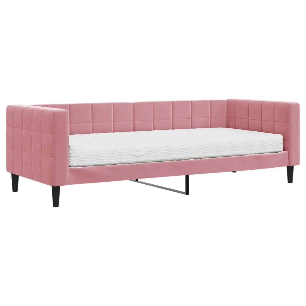 Divano Letto con Materasso-Sofa Letto-Daybed Rosa 80x200 cm in Velluto 562221
