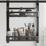 Pannelliere con maniglione in acciaio, organizzatore per porte, organizzatore per cucina, sala da pranzo, bagno (2 piani, nero)