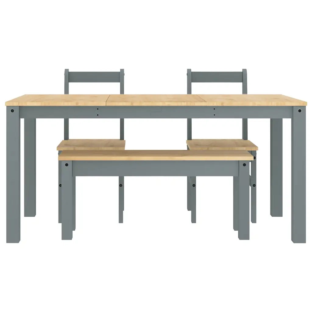 Set da Pranzo 4 pz PANAMA Grigio in Legno Massello di Pino 3345177