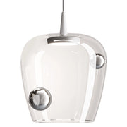 Zafferano Lampada a sospensione Bilia 27cm LED 8W 2700K Vetro soffiato Bianco e Argento per illuminazione d'interni di alta qualità ed eleganza