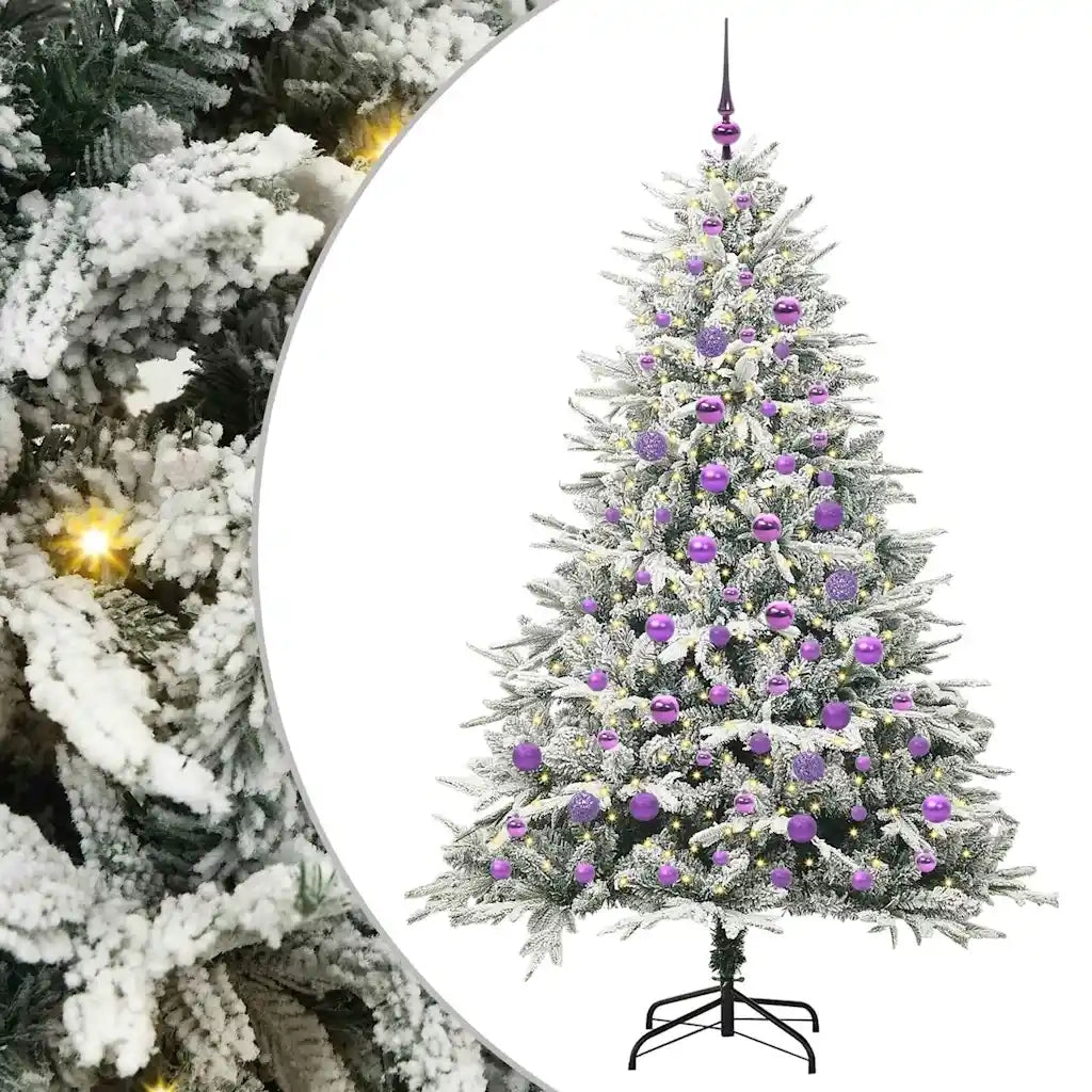 Albero di Natale Artificiale Pre-illuminato con Set di Palline