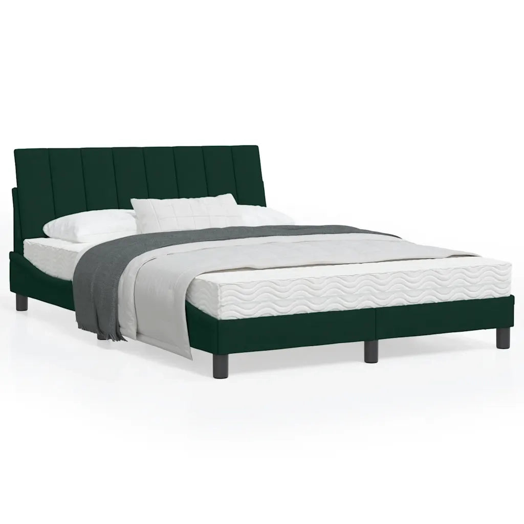 Letto con Materasso Hanko Verde Scuro 120x200 cm in Velluto 3208589