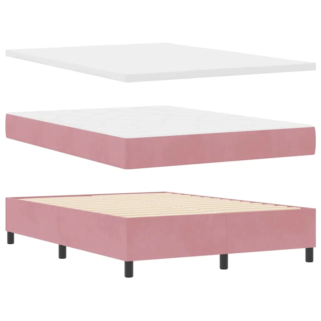 Letto a molle con materasso Rosa 140 x 190 cm Velluto 3341953