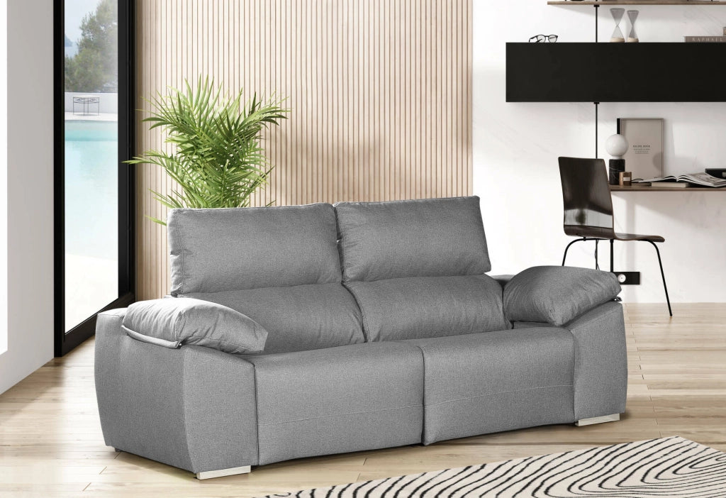 Divano fisso Astrice, SofÃ  in tessuto imbottito a 2 posti, Divano motorizzato, Multiposizione e reclinabile, 160x100h100 cm, Grigio