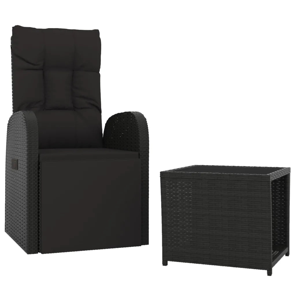 Set Mobili da Giardino 2 pz | Set Salotto da Giardino Nero Polyrattan e Acciaio