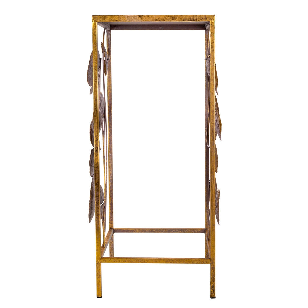 Tavolino angolare in metallo dorato 28x28x66h