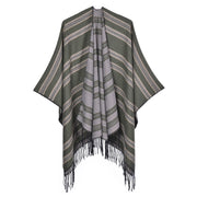 Sciarpa/mantella da donna con nappe, in cashmere spesso, reversibile, alla moda