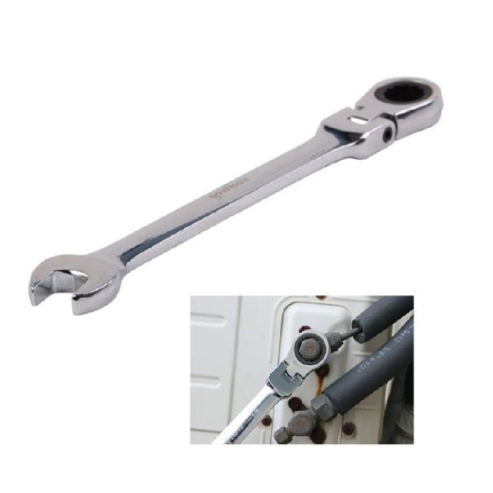 Trade Shop - Chiave A Cricchetto Combinata 15mm Testa Pieghevole Cromo Vanadio Utensile 91736 -