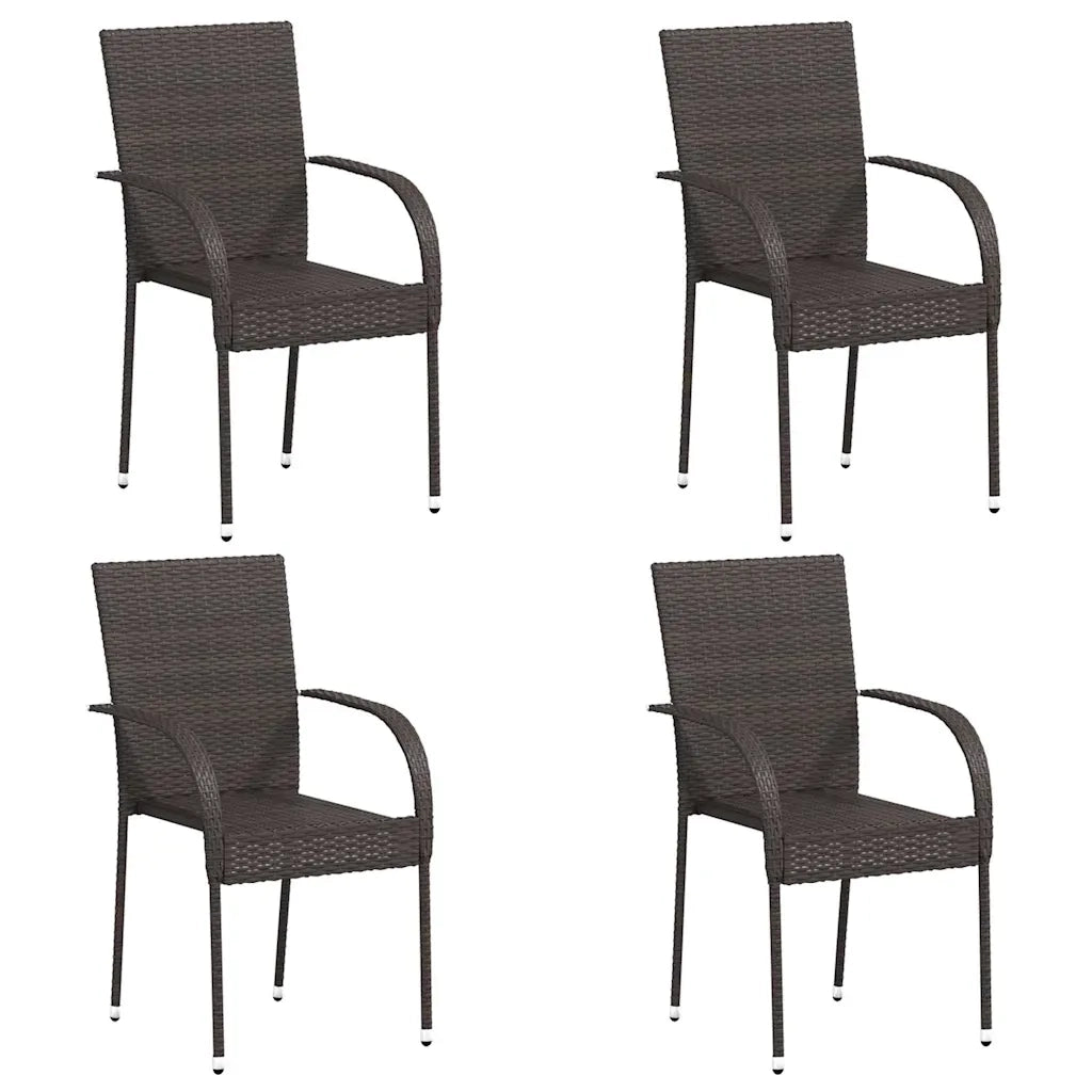 Sedie da Esterno Impilabili 4 pz in Polyrattan Marrone
