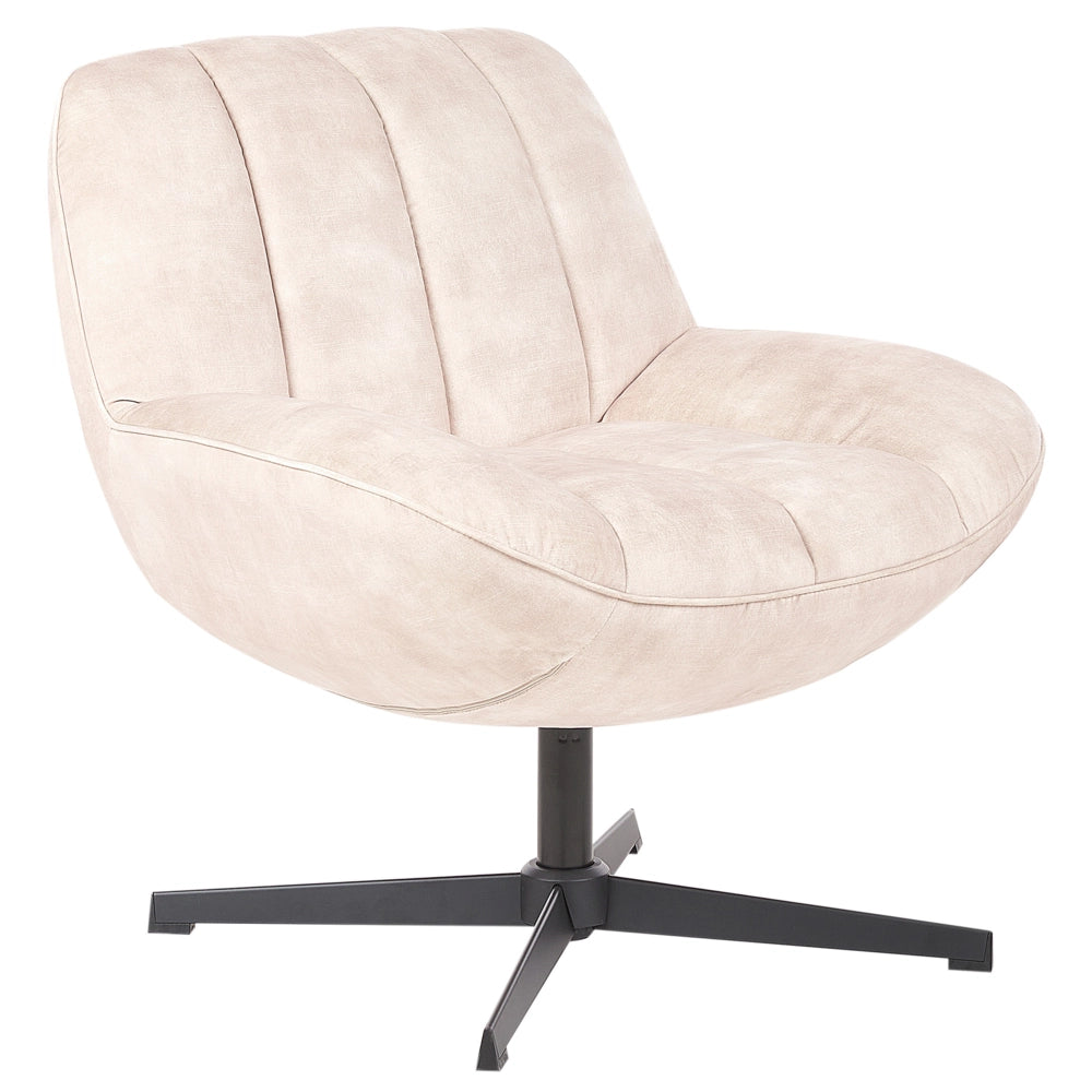 Poltrona girevole con poggiapiedi Velluto beige Base singola Seduta imbottita
