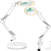Lampada da Scrivania 2 in 1 - 5X Magnificatore con Lampada LED e Sgancio - Braccio di Regolazione con 3 Colori - Lampada da Scrivania con Armatura di Rotazione