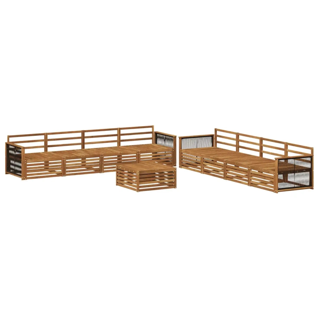 Set di divani da esterno 9 pz Naturale Legno di Acacia Massello 3383172