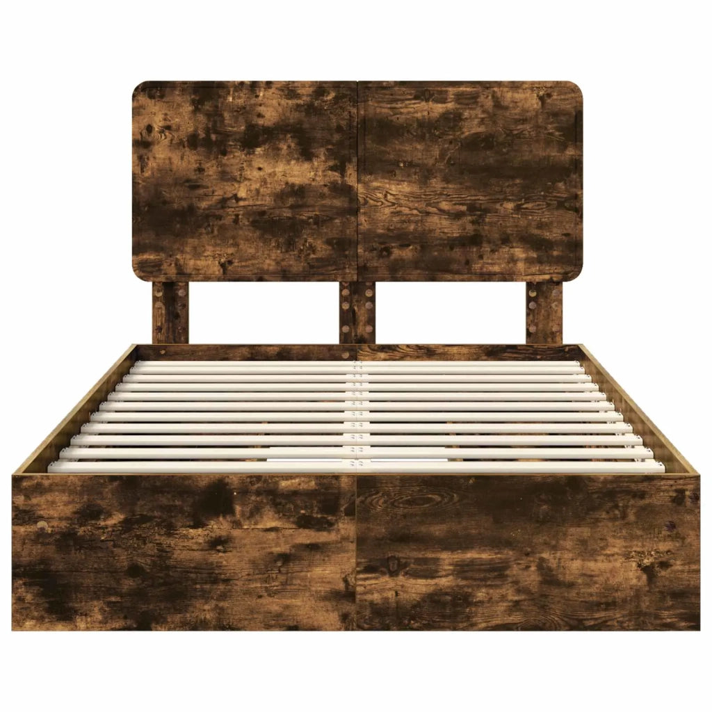 Letto matrimoniale | Letto per adulti | Letto con Contenitore con testiera Rovere fum¨¦ 135 x 190 cm