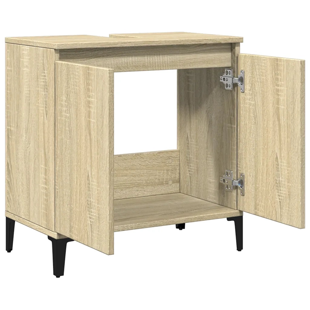 Mobile Lavabo-Armadietto da bagno Rovere Sonoma 58x33x60 cm in Legno Multistrato