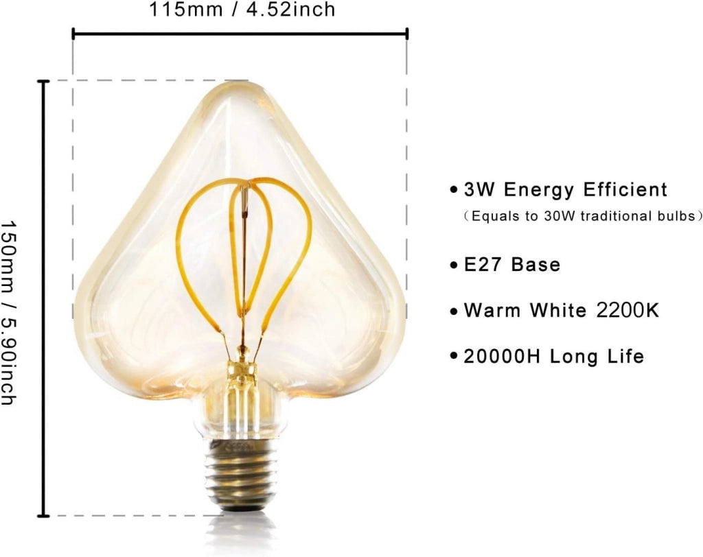 ZMH Lampadina LED Edison vintage 3W lampada a incandescenza retrò E27 bianco caldo non dimmerabile