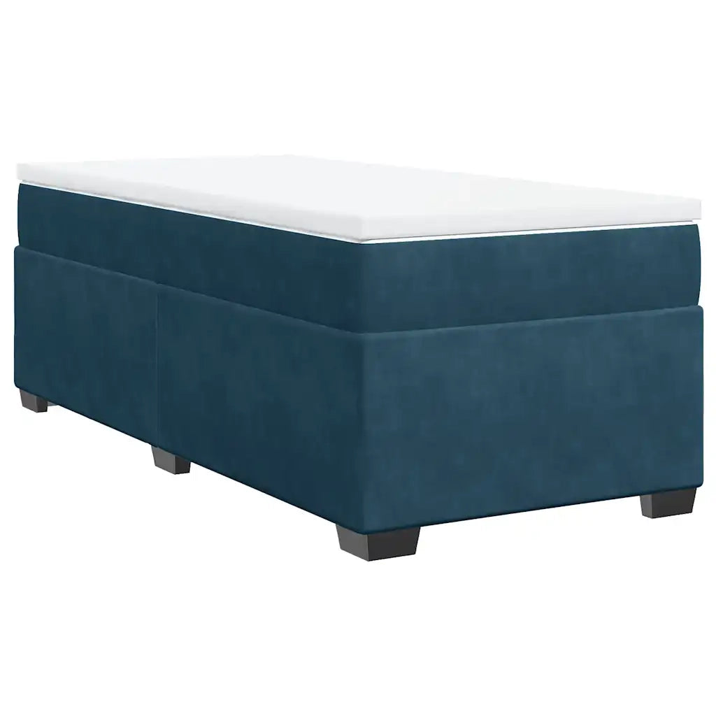 Giroletto a Molle con Materasso Blu Scuro 90x200 cm in Velluto