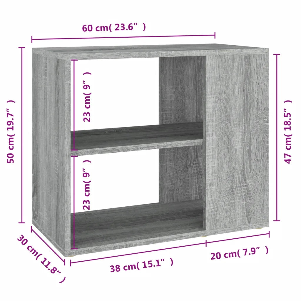 Mobiletto Laterale Grigio Sonoma 60x30x50 cm Legno Multistrato 815814