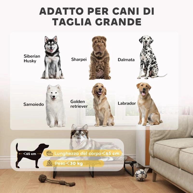 LETTO PER CANI GRANDI PIEGHEVOLE CON TESSUTO A RETE DA INTERNO ED ESTERNO, 107X61X20 CM, MARRONE