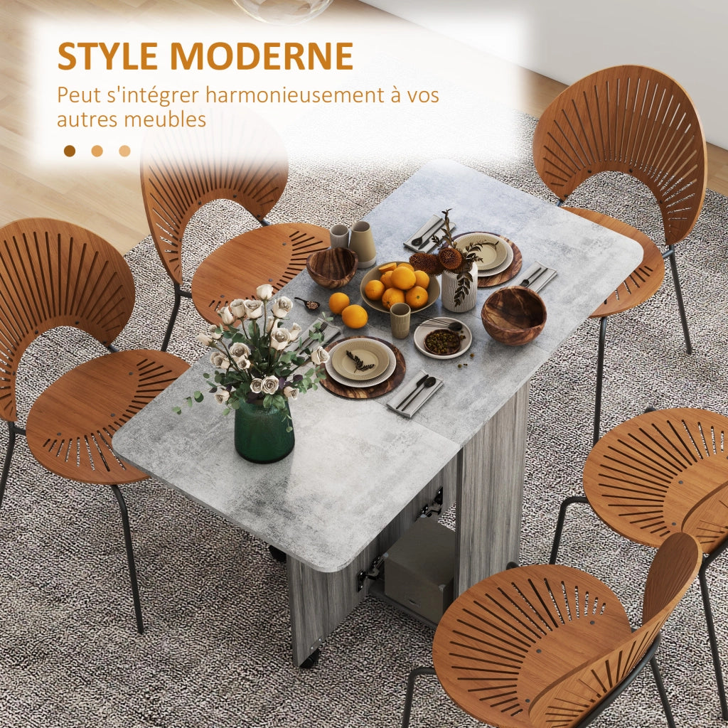 Tavolo da cucina pieghevole con 2 cassetti e ripiano ¨C zephmum ¨C grigio 120x60x76.5 cm