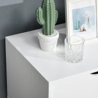 Mobile TV max 65" in Truciolato e MDF Bianco con 2 Credenze Laterali 2 Ripiani Centrali, 150x39x50 cm