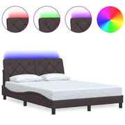 Letto matrimoniale | Letto per adulti | Giroletto con LED senza Materasso Marrone Scuro 120x200 cm